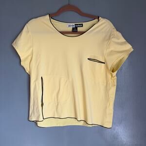 JAMIE SADOCK Women's Medium Yellow Short Sleeve Nylon Golf Shirt Retro Design